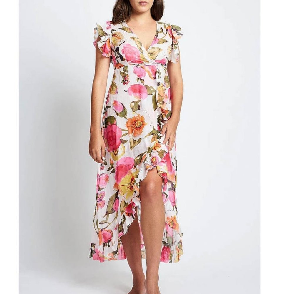 Debbie Katz wrapped floral dress medium